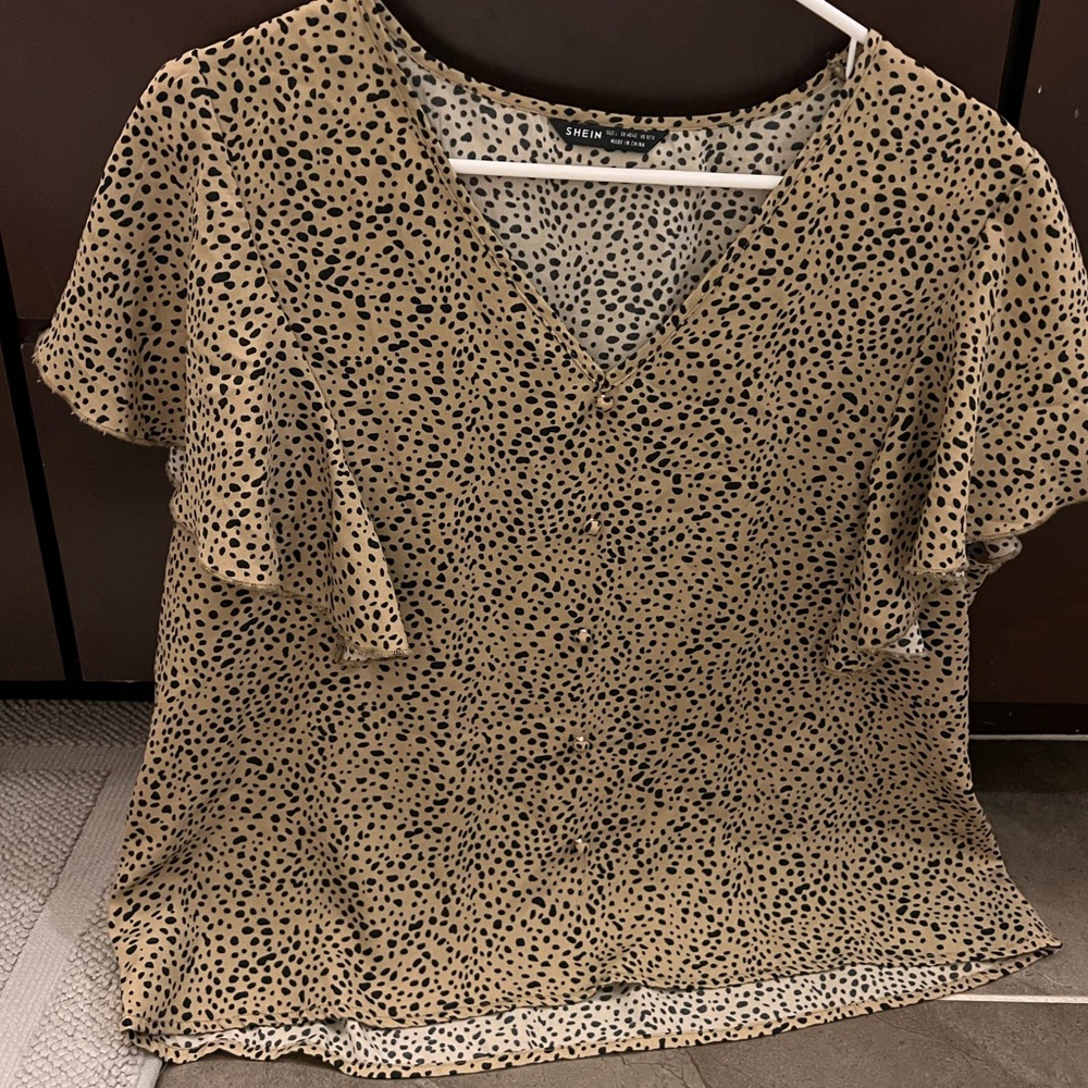 Brown with black specks blouse from shein